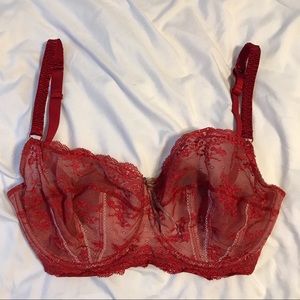 Heidi Klum Intimates Lace Balconette Bra 32G Red